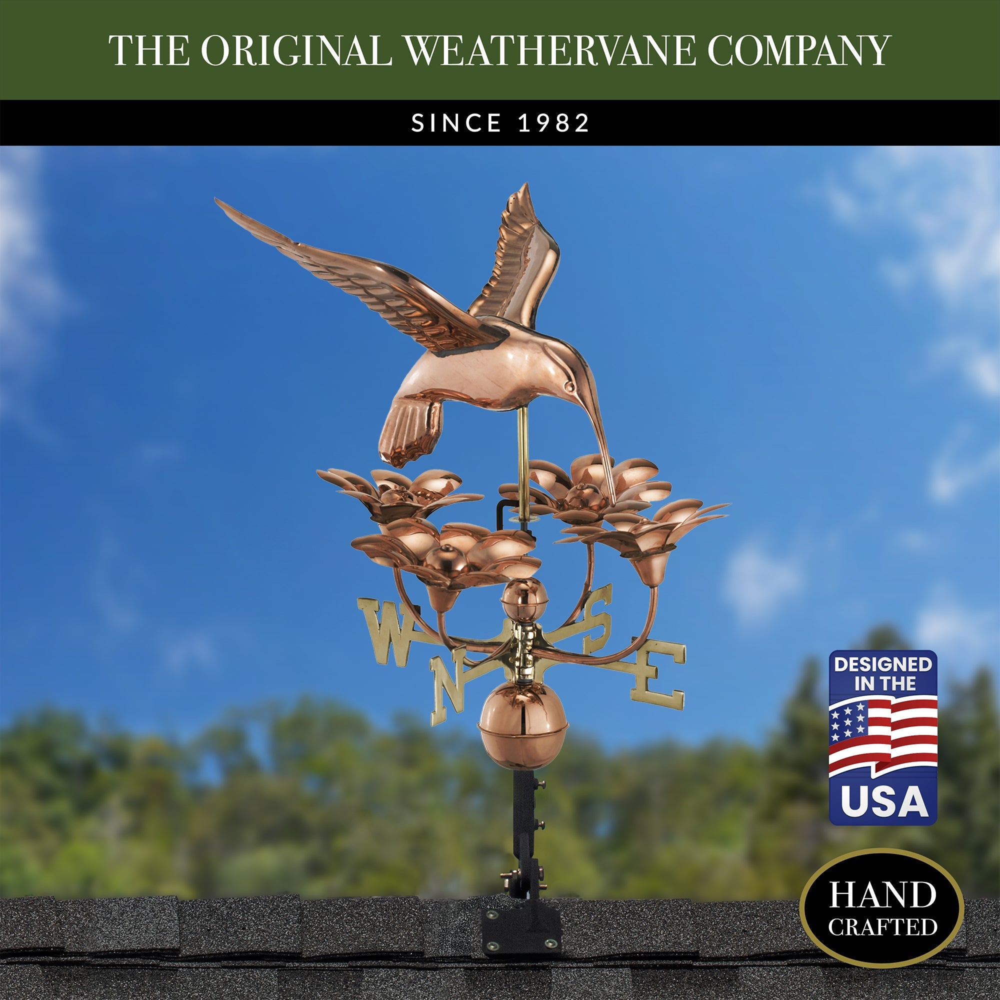 Hummingbird with Flowers Weathervane - Evira