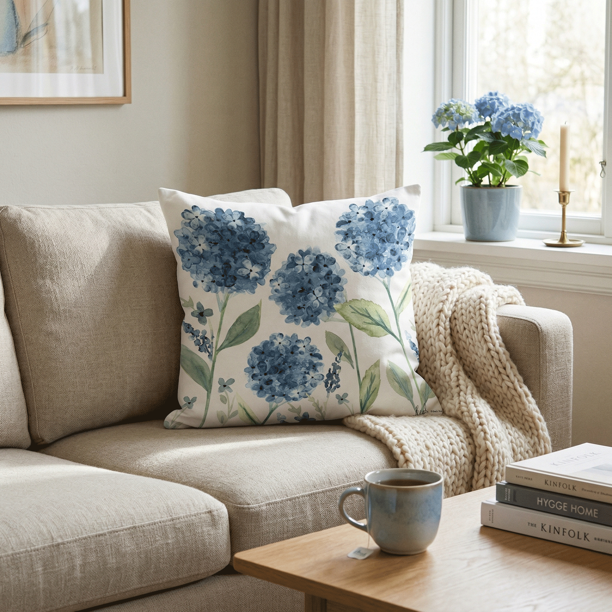 Hydrangea Fields Decorative Pillow - Indoor & Outdoor Accent - Evira