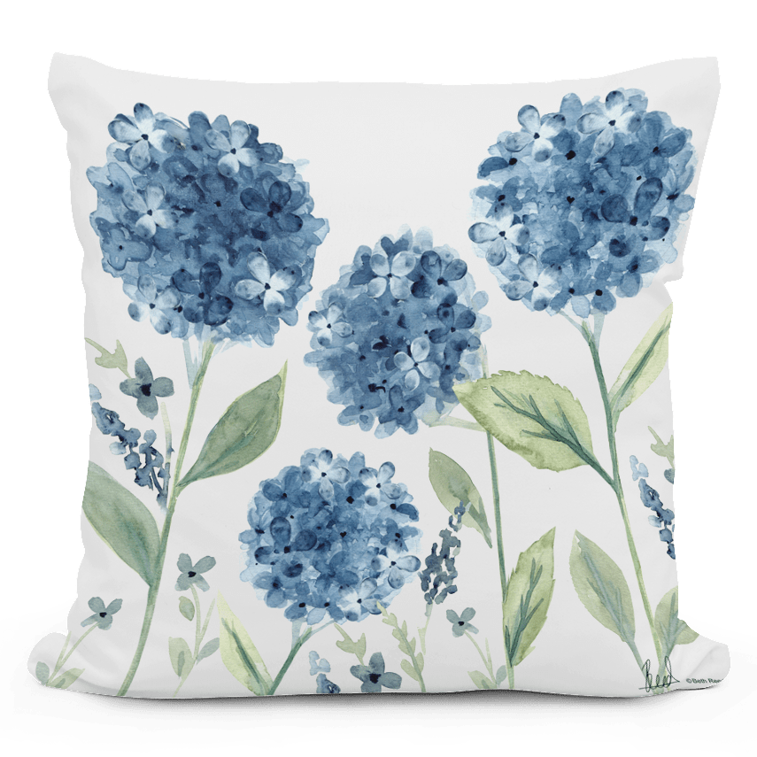 Hydrangea Fields Decorative Pillow - Indoor & Outdoor Accent - Evira