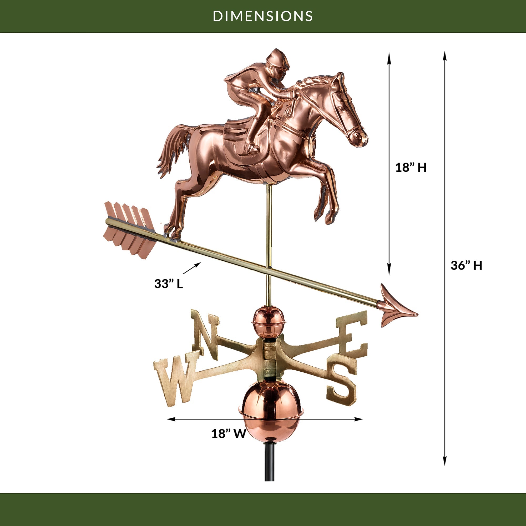 Jumping Horse & Rider Weathervane - Evira