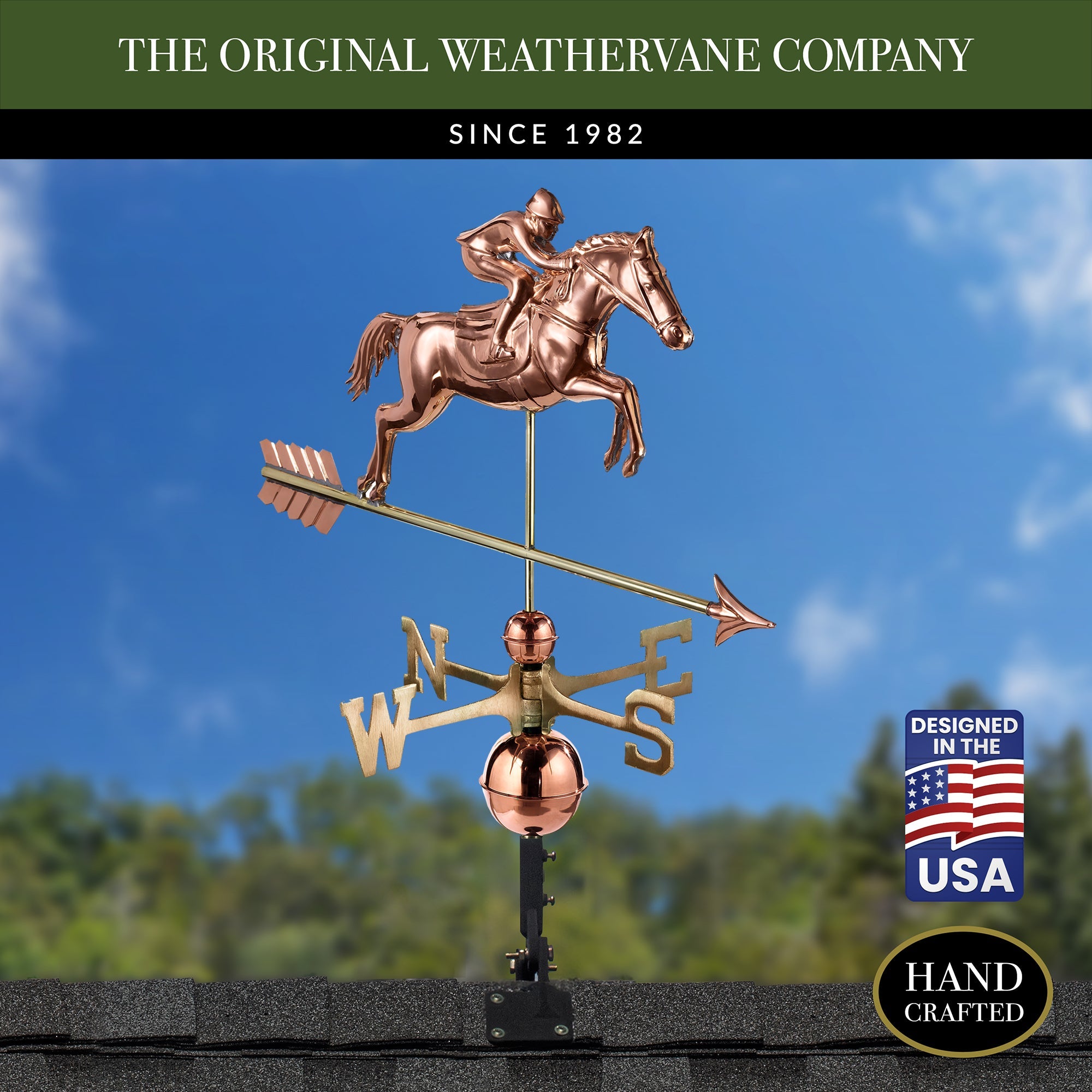 Jumping Horse & Rider Weathervane - Evira