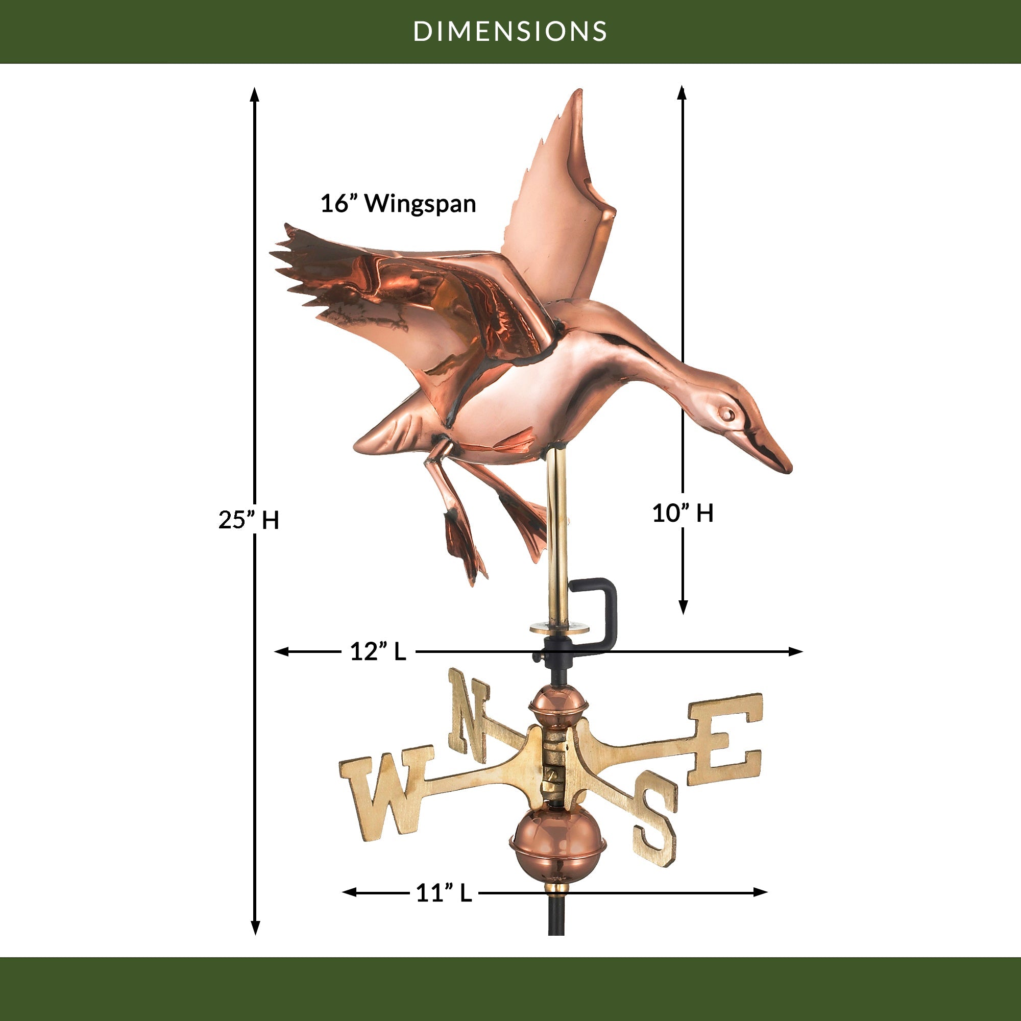 Landing Duck Garden Weathervane - Evira