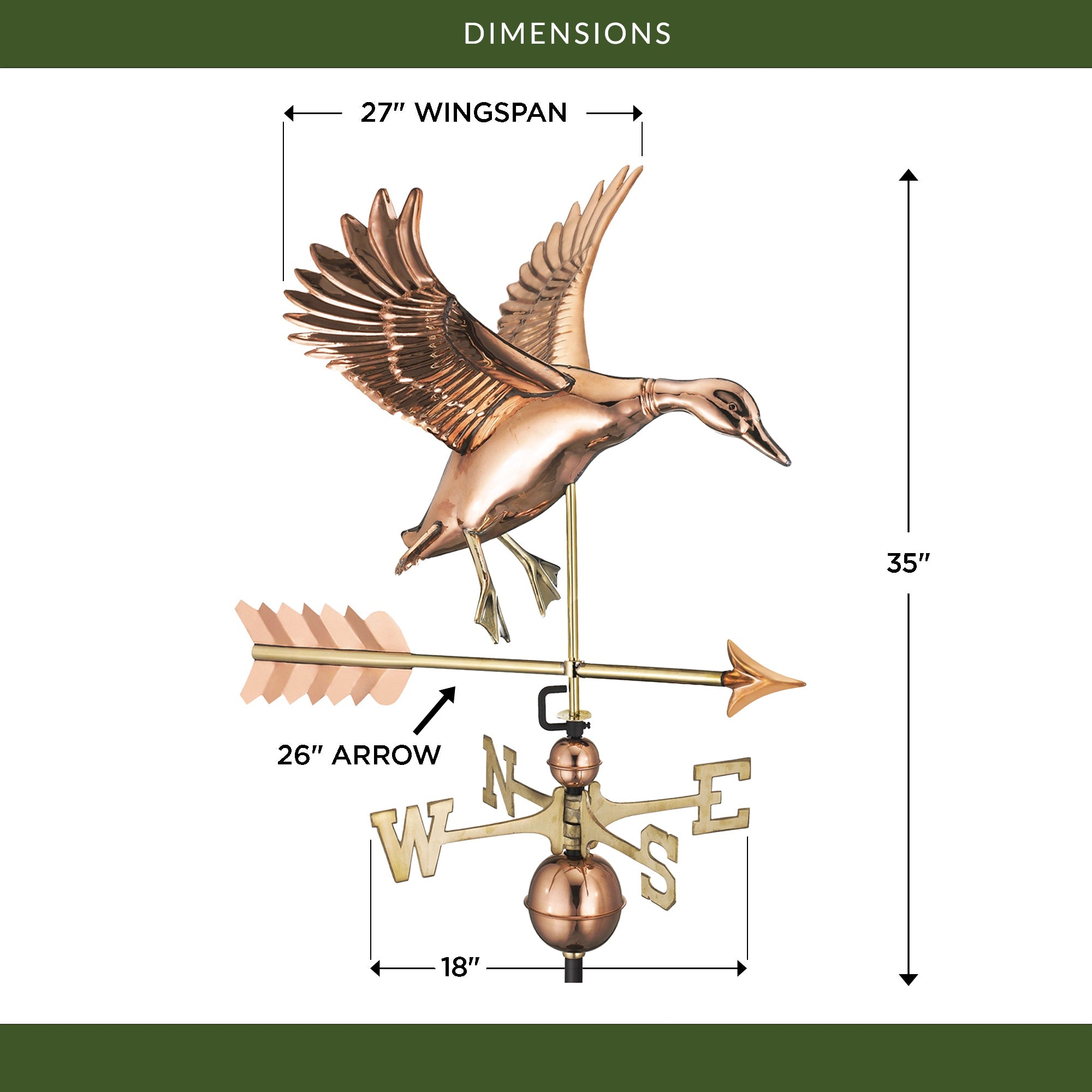 Landing Duck with Arrow Weathervane - Evira