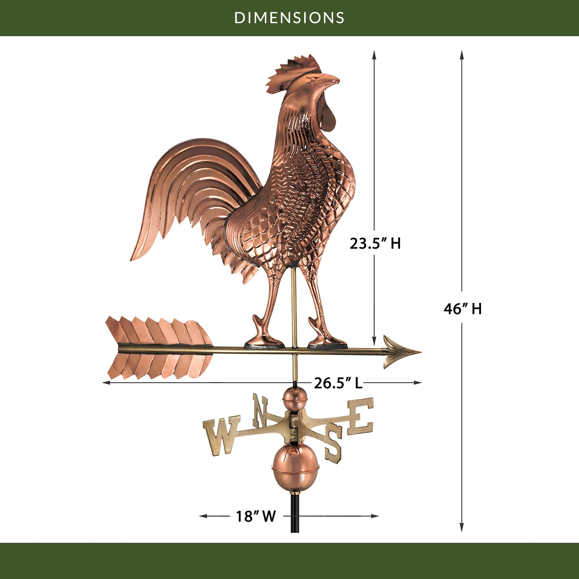 Large Rooster Weathervane - Evira
