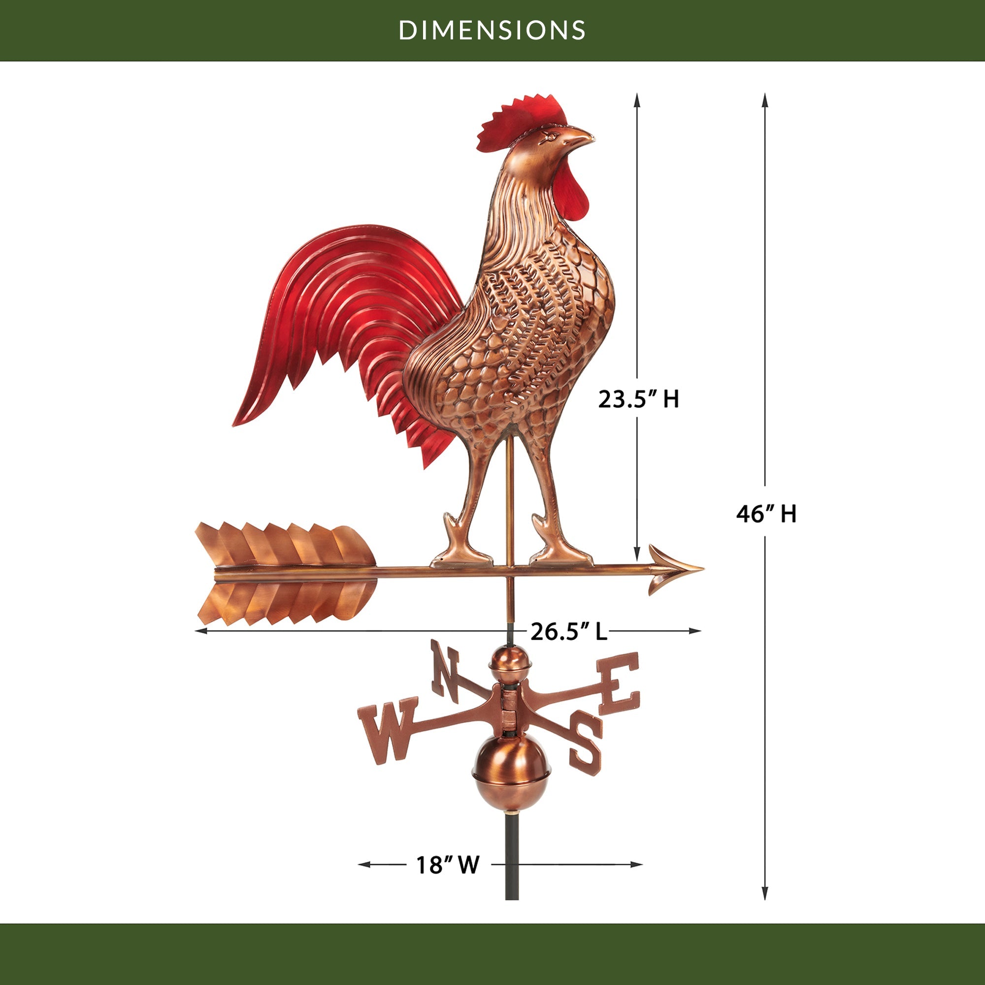 Large Rooster Weathervane - Evira
