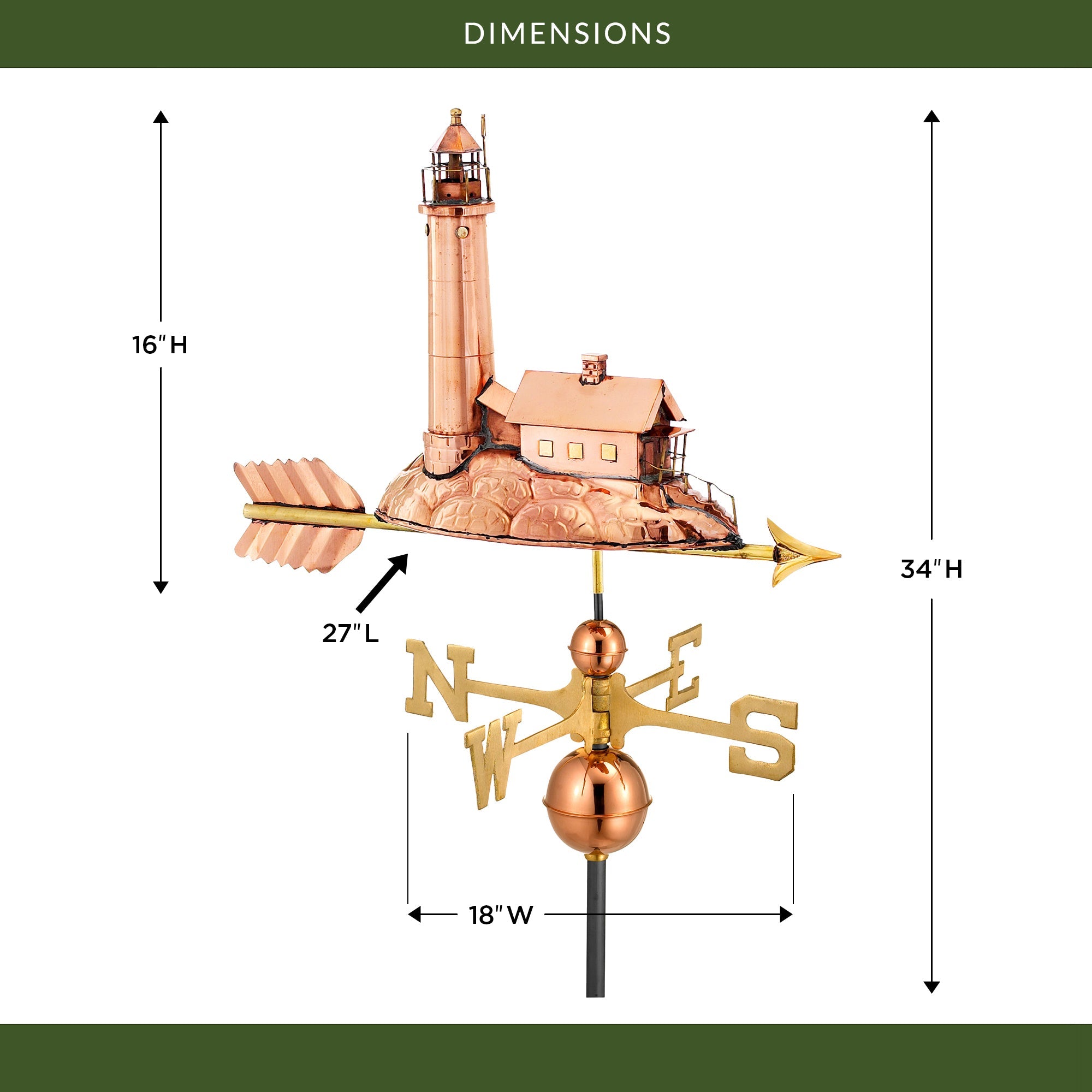 Lighthouse Weathervane - Pure Copper by Evira - Evira