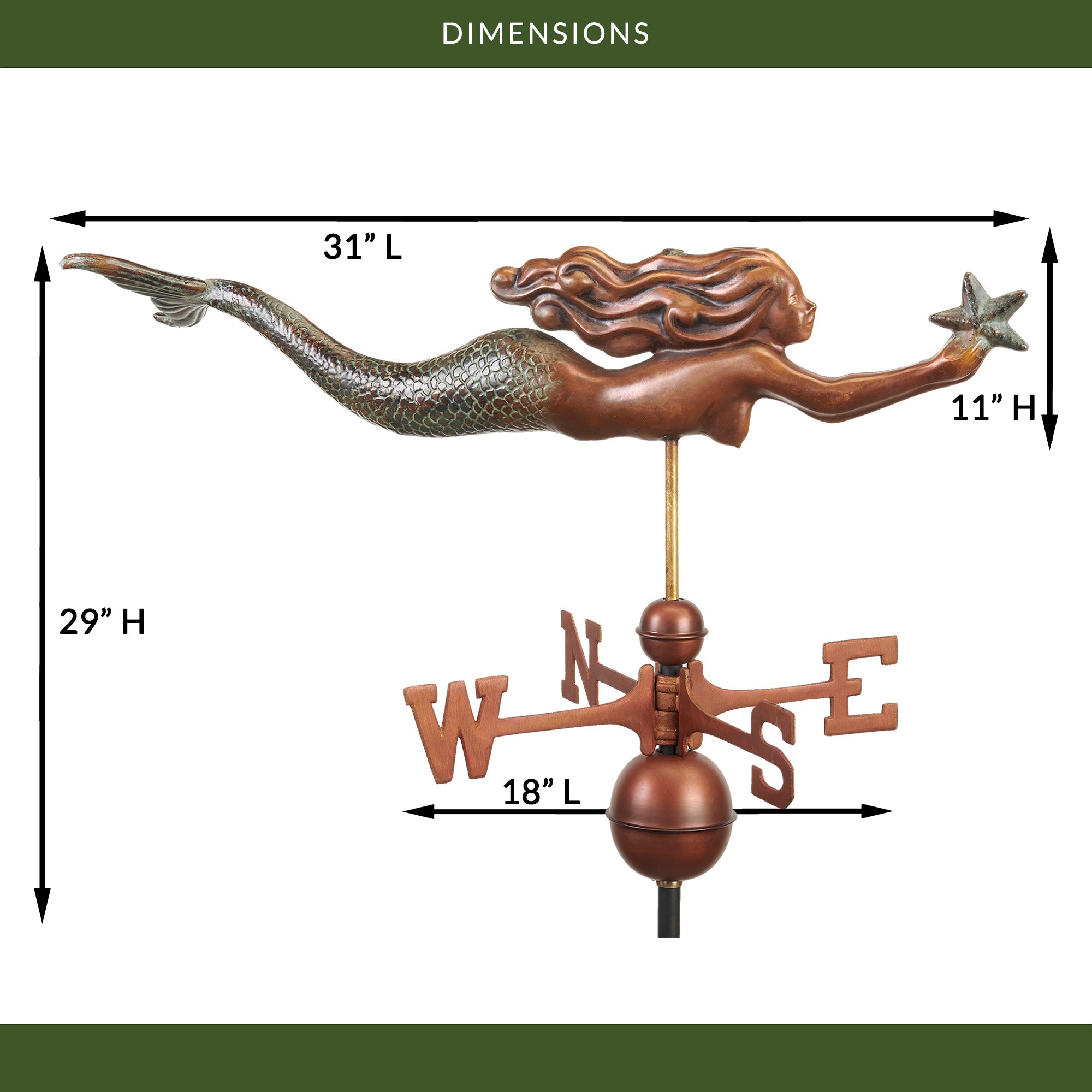 Mermaid with Starfish Weathervane - Evira