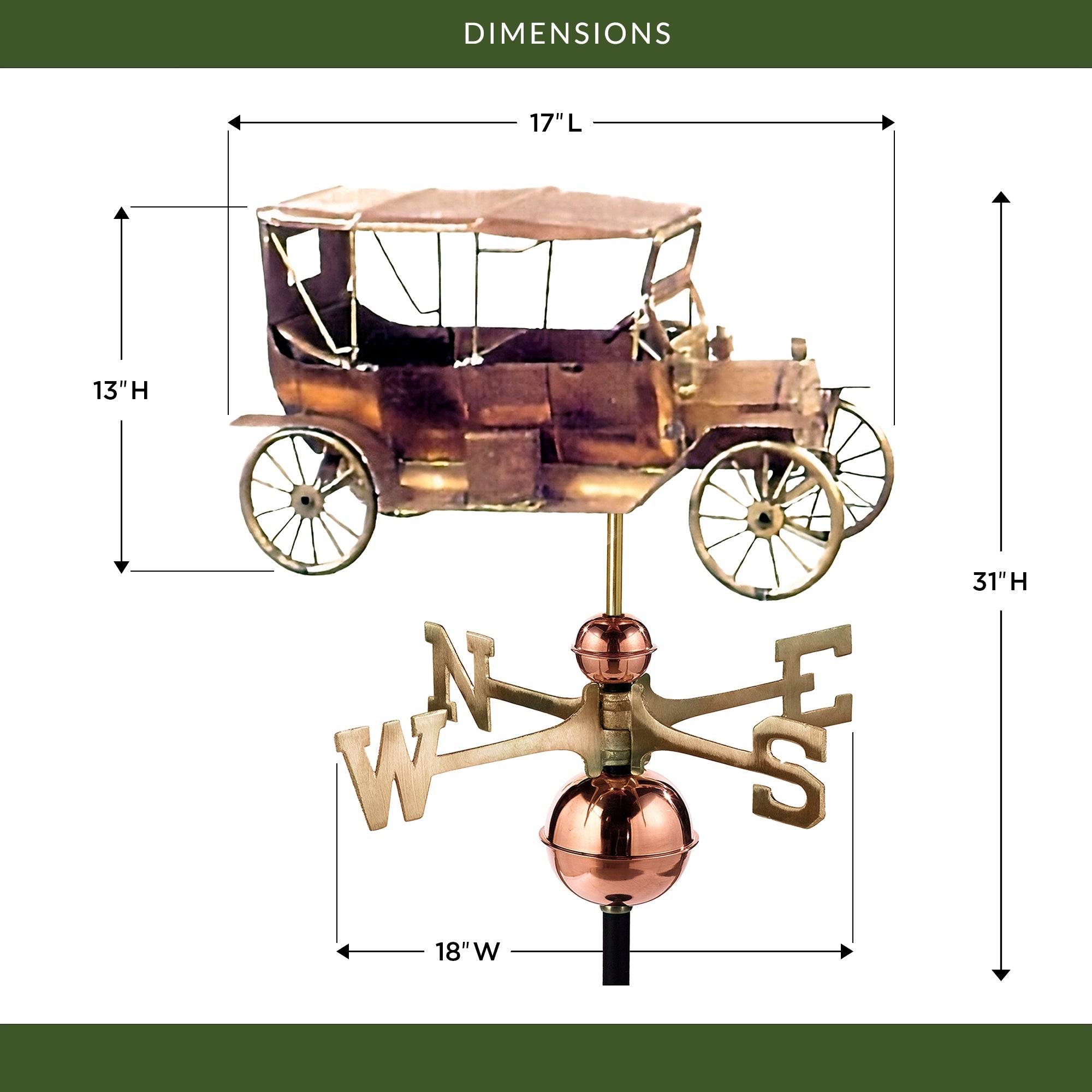 Old Tyme Car Weathervane - Evira