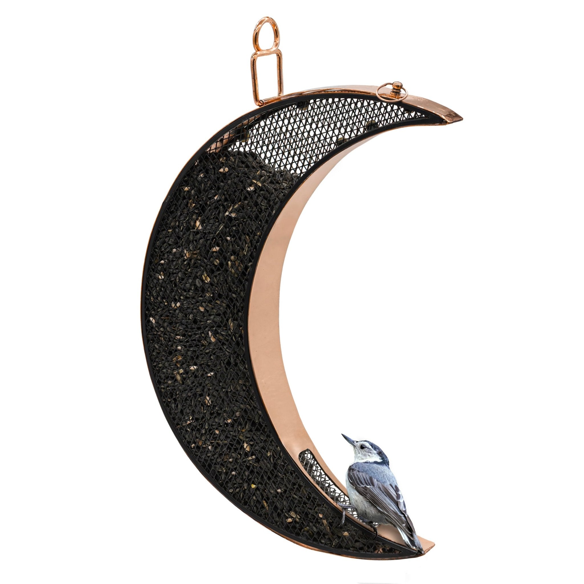 Over The Moon Copper Bird Feeder, With Mesh Panels - Evira