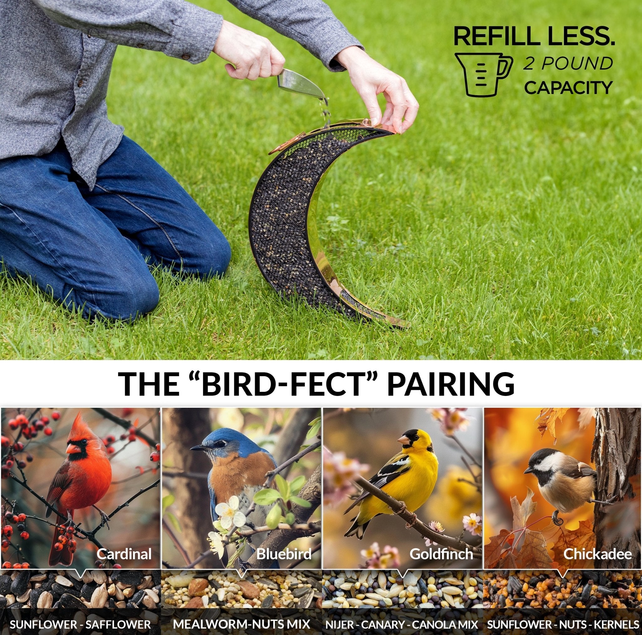 Over The Moon Copper Bird Feeder, With Mesh Panels - Evira