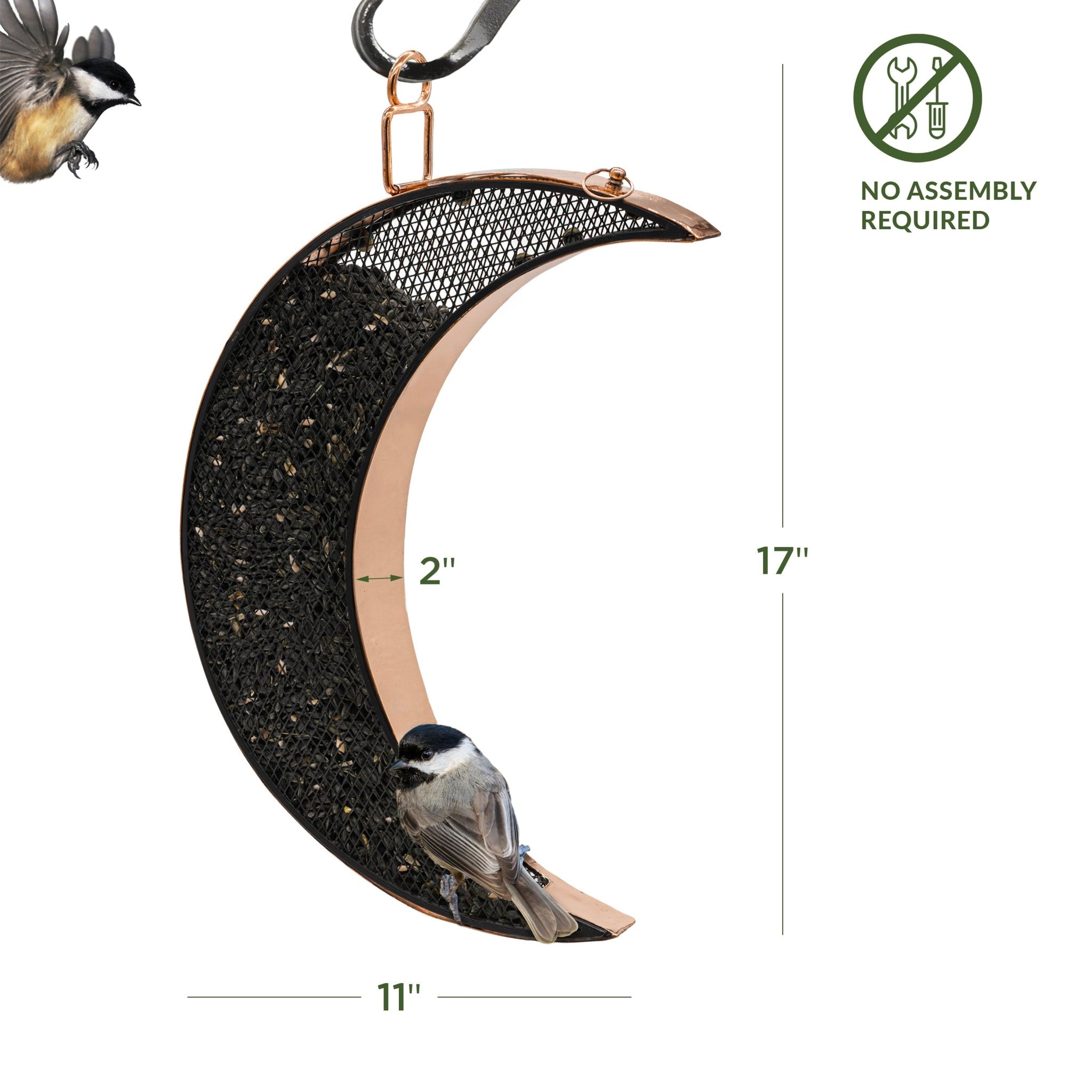 Over The Moon Copper Bird Feeder, With Mesh Panels - Evira