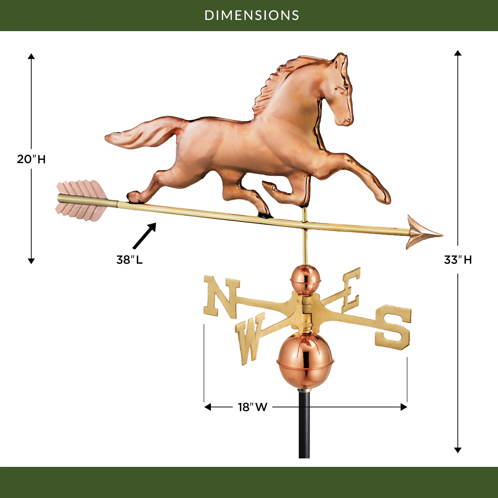 Patchen Horse Weathervane with Arrow - Evira