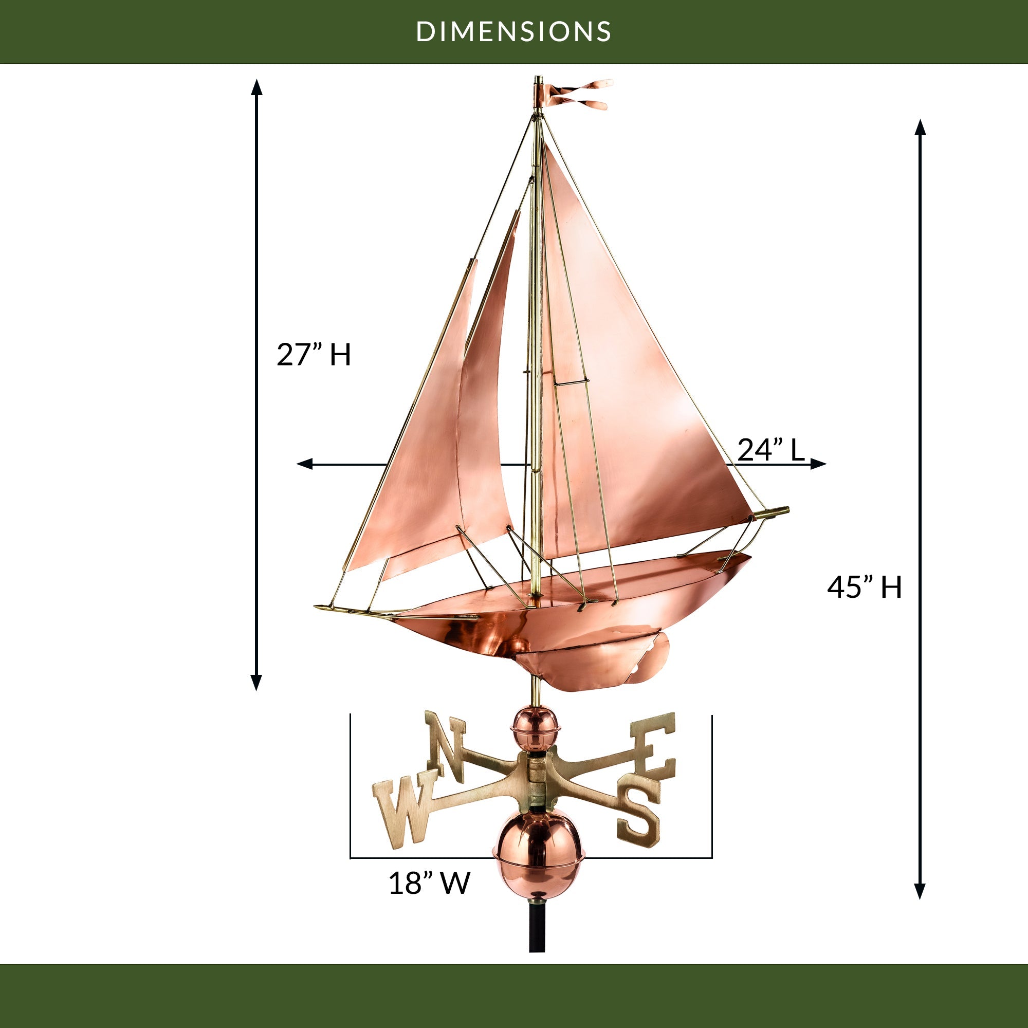 Racing Sloop Weathervane - Evira