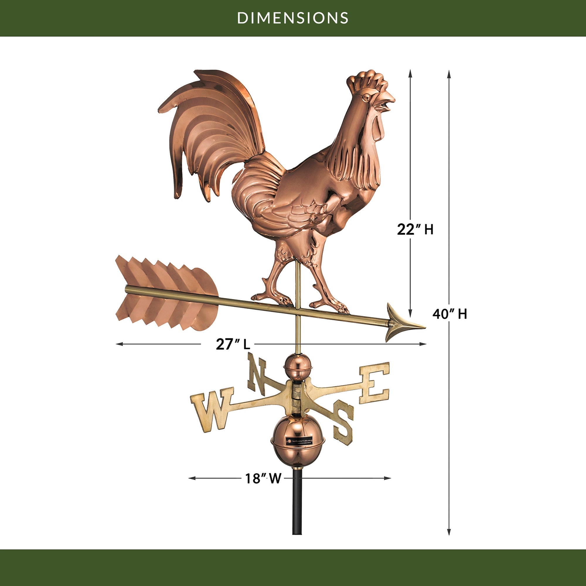 Smithsonian Rooster Weathervane - Evira