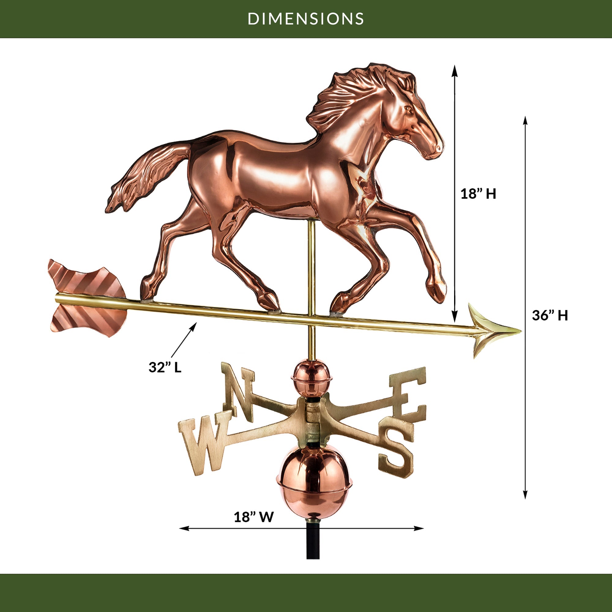 Smithsonian Running Horse Weathervane - Evira