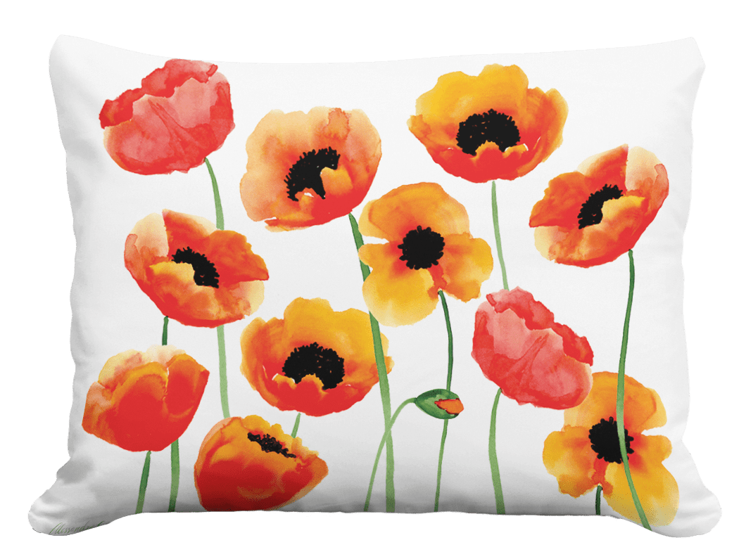 Sorbet Stripe & Poppy Floral Pillow Bundle - Indoor & Outdoor Accent - Evira