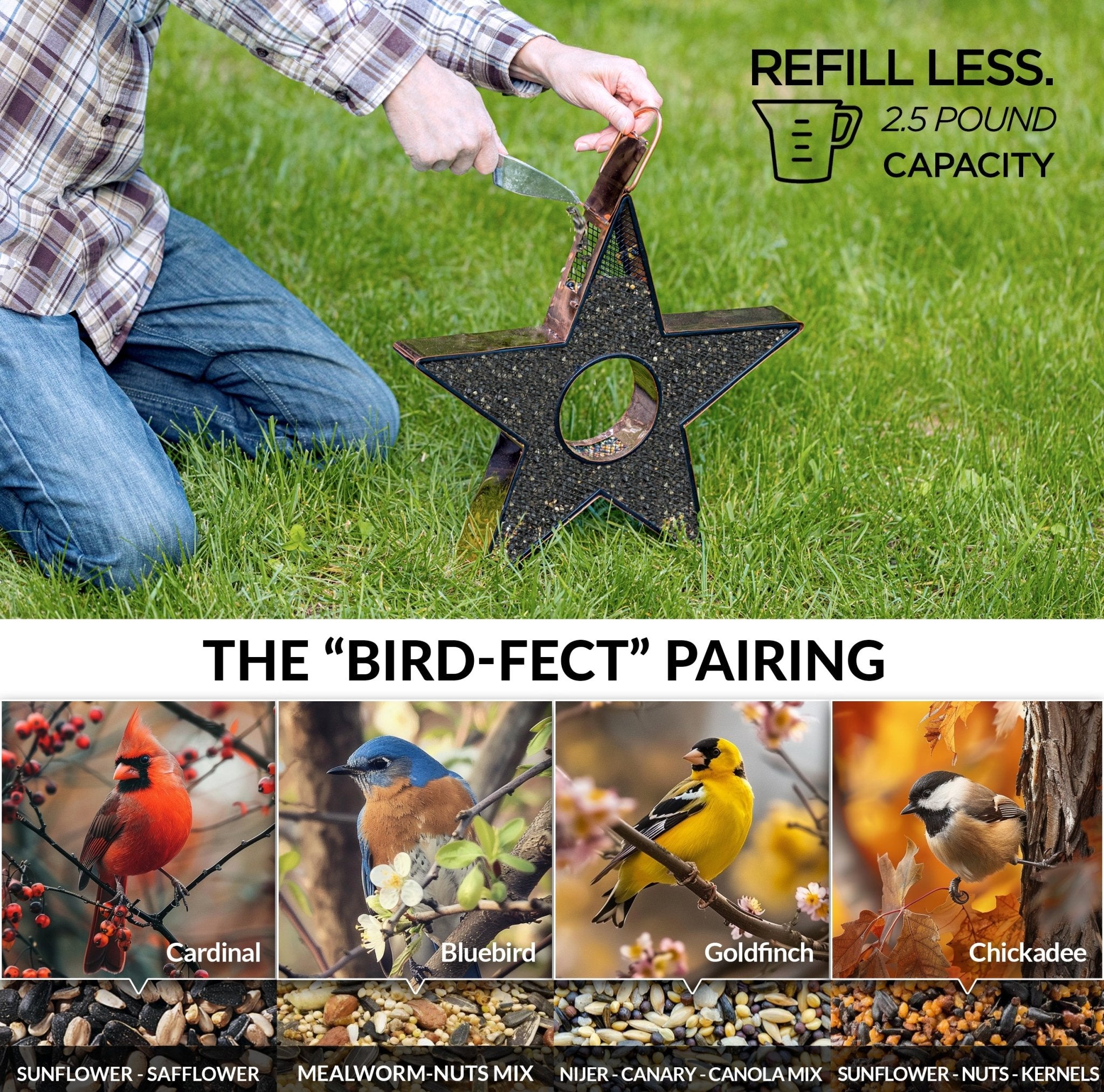 Star Fly - Thru™ Copper Bird Feeder Mesh Panels - Evira