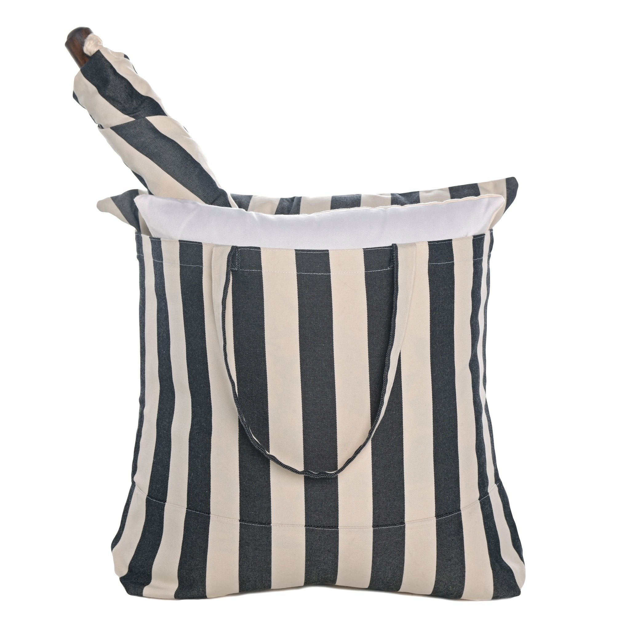 True Black Stripe Outdoor Hammock Swing Set (4 - Piece with Pillow) - Evira