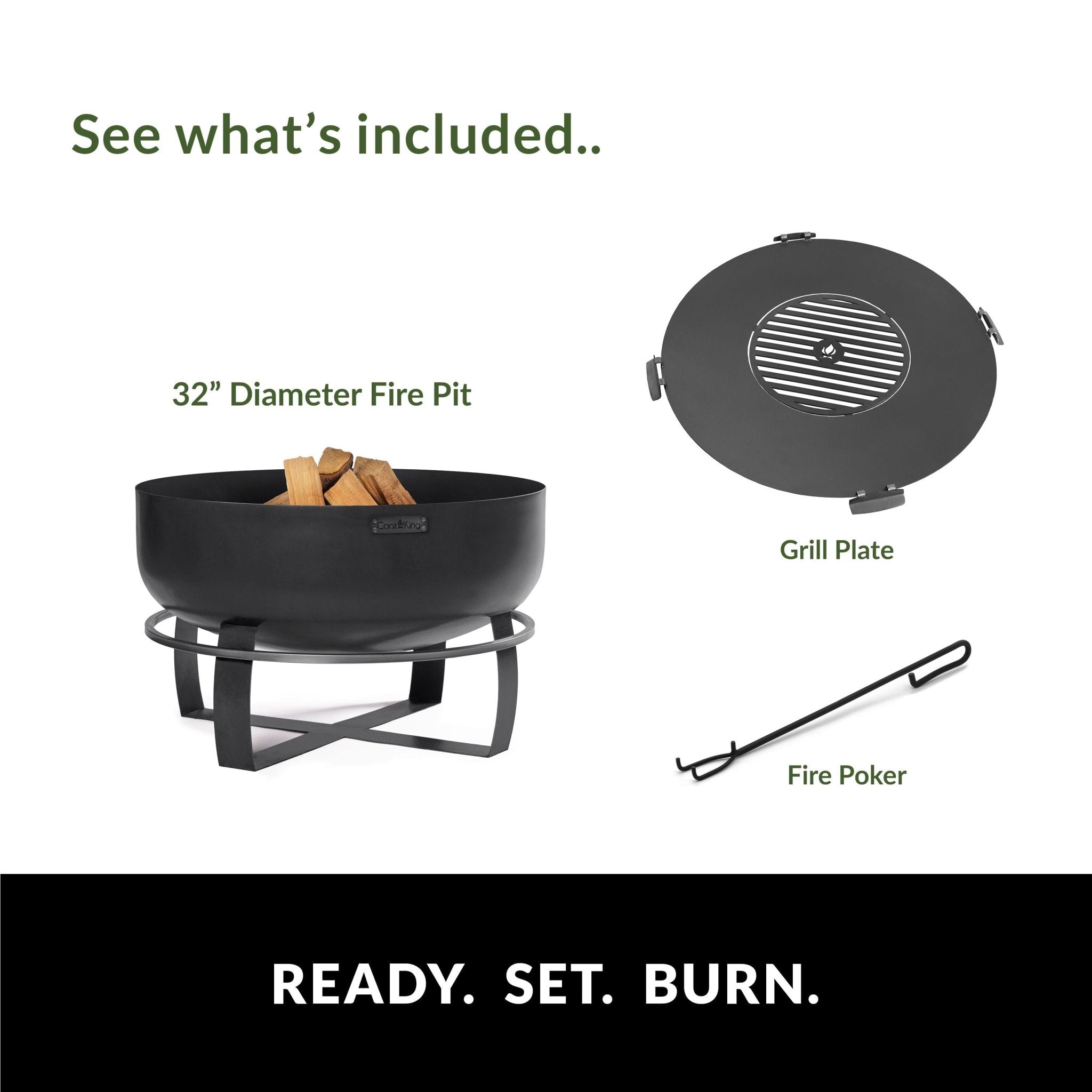Ignition 32" XXL Fire Pit with Grill Plate - Evira