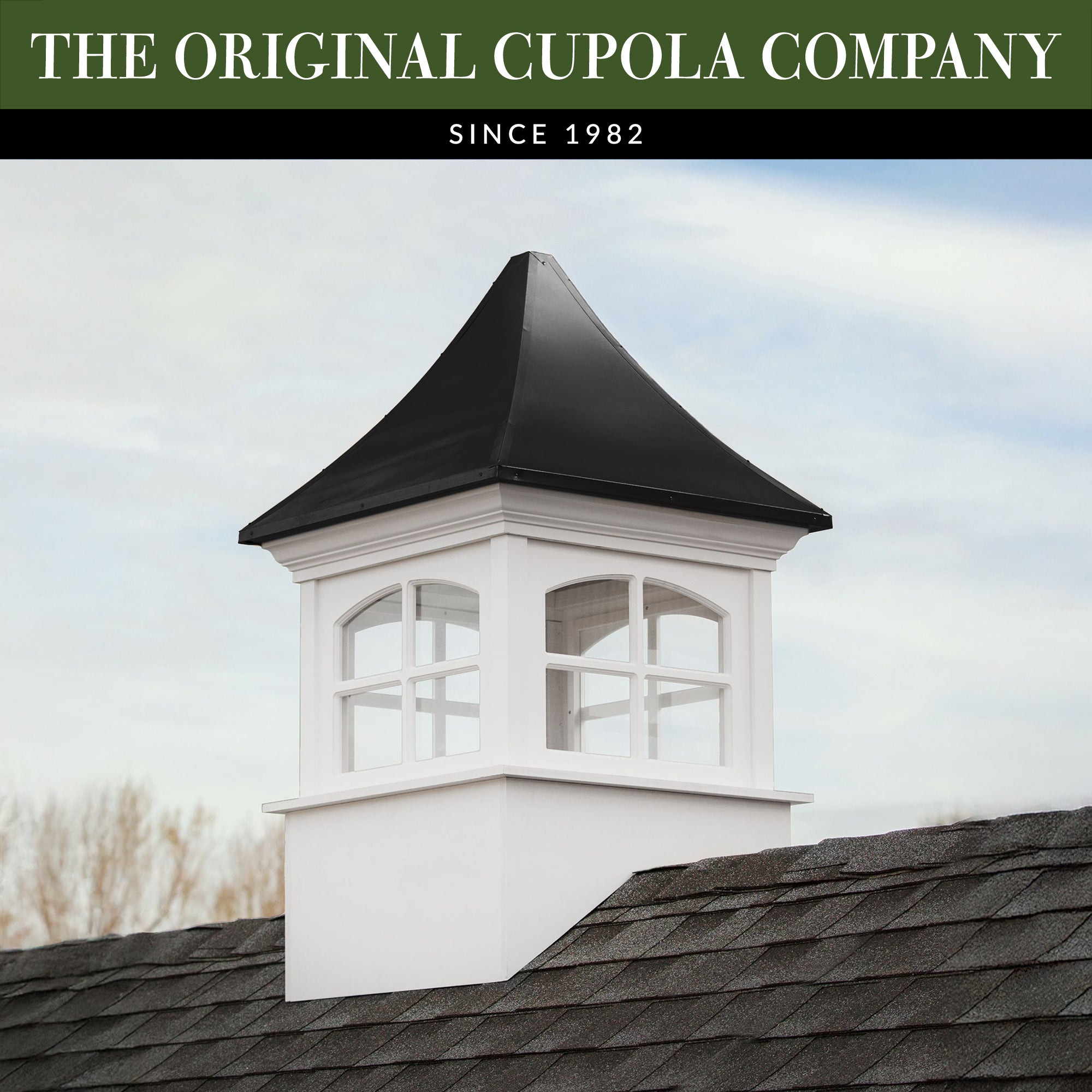 Westport Vinyl Cupola with Black Aluminum Roof - Evira