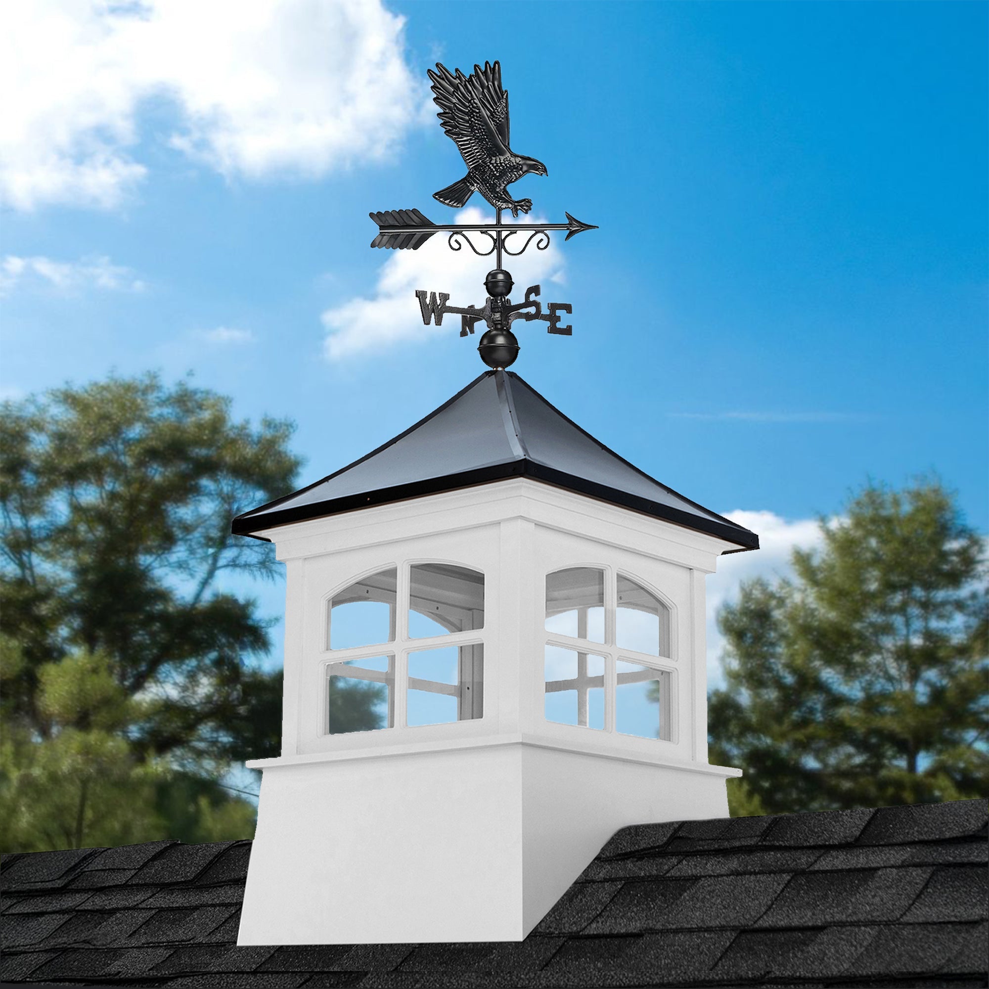 Windsor Vinyl Cupola Set – Black Aluminum Roof & Eagle - Evira