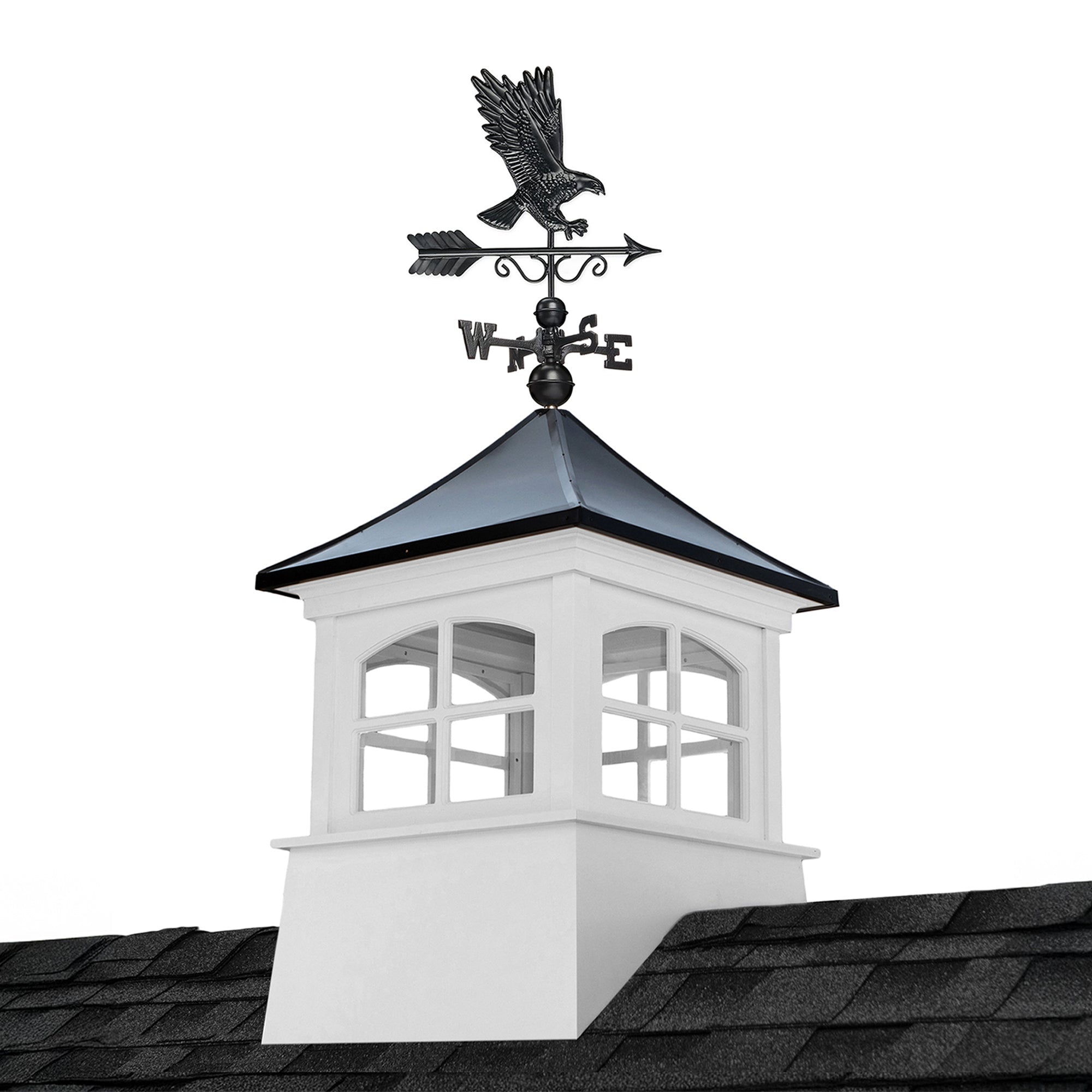 Windsor Vinyl Cupola Set – Black Aluminum Roof & Eagle - Evira