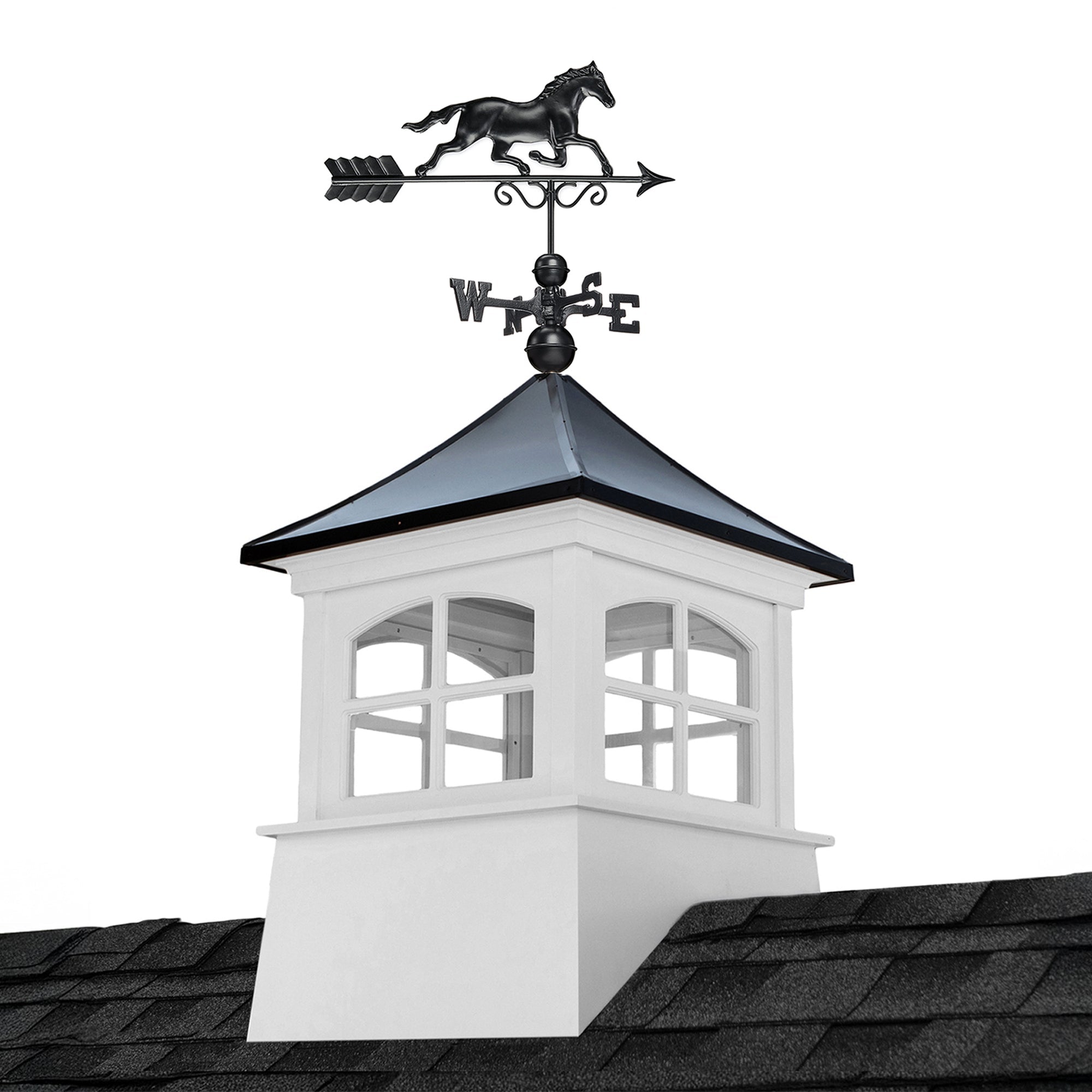 Windsor Vinyl Cupola Set – Black Aluminum Roof & Horse - Evira