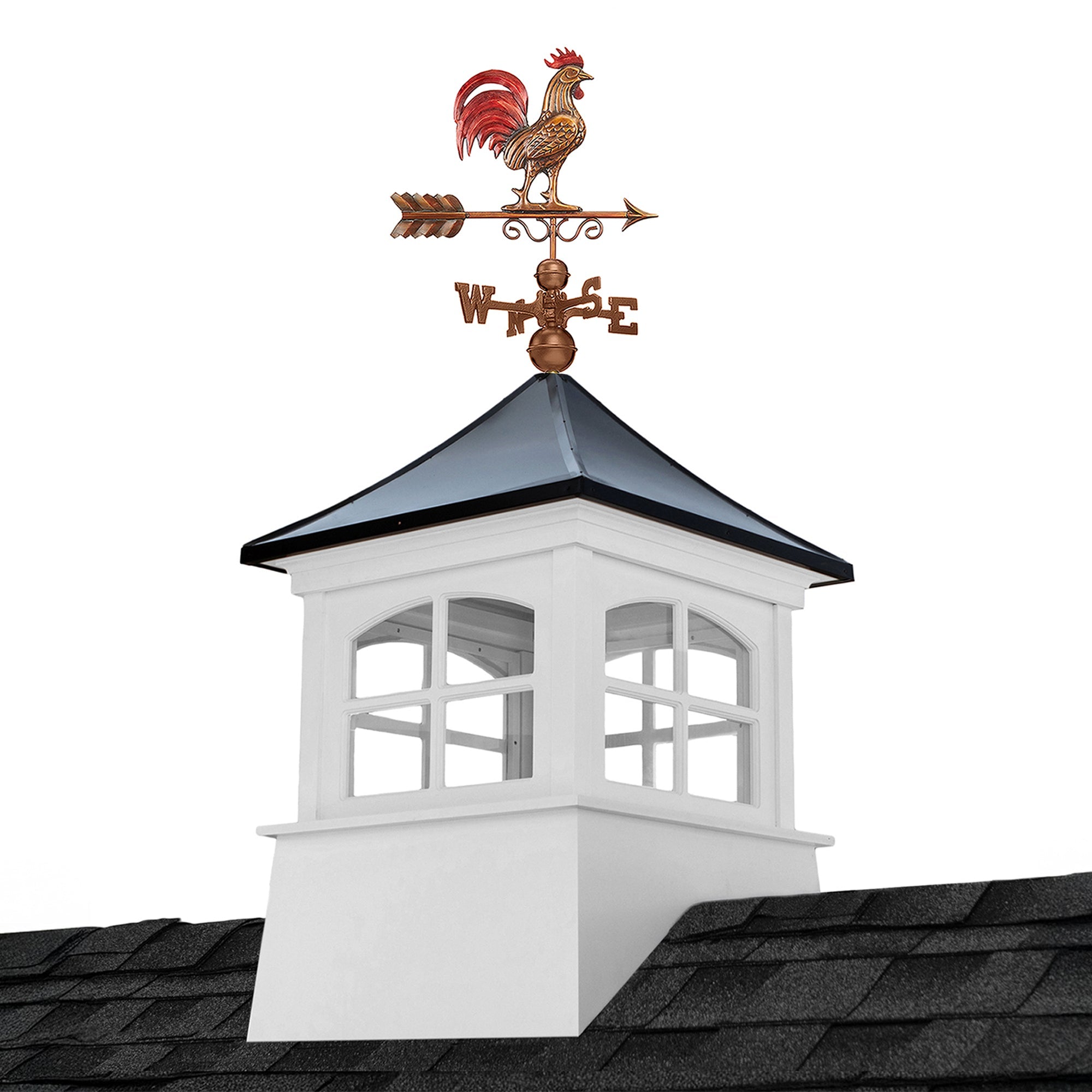 Windsor Vinyl Cupola Set – Black Aluminum Roof & Red Rooster - Evira