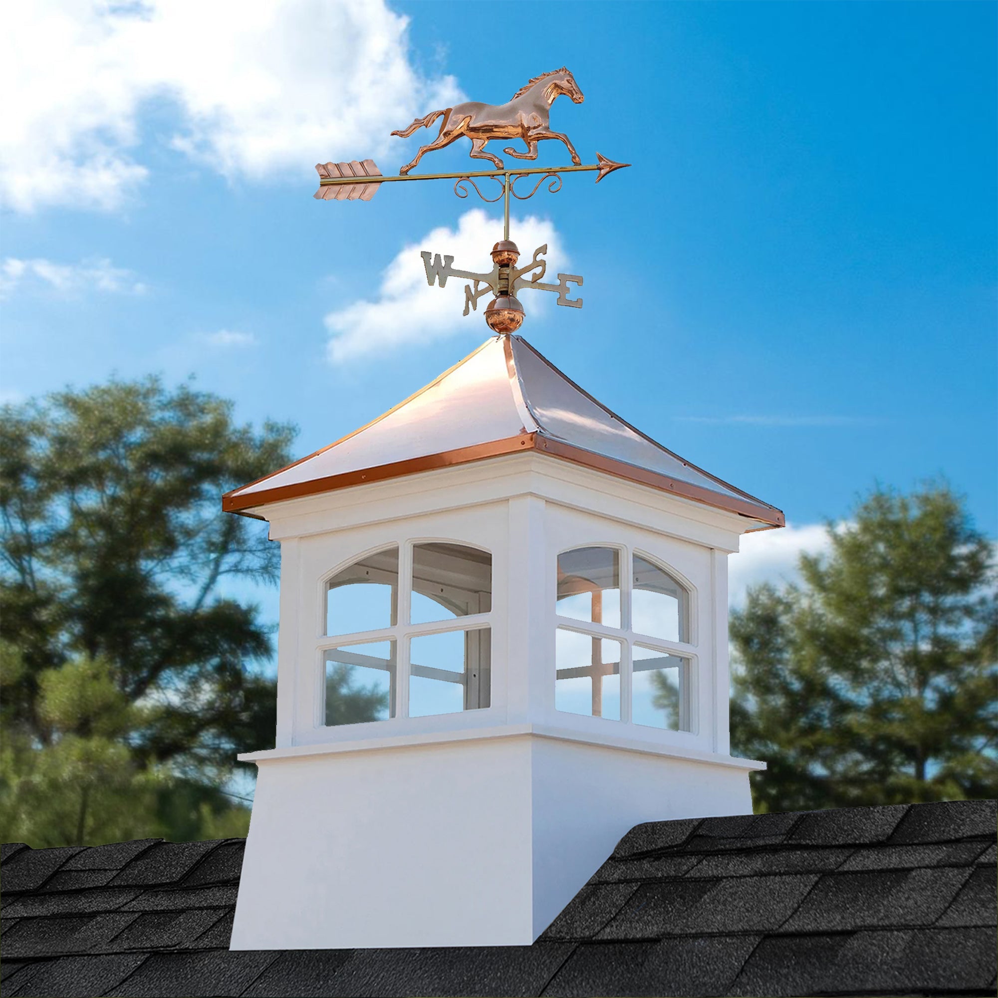 Windsor Vinyl Cupola Set – Copper Roof & Horse - Evira