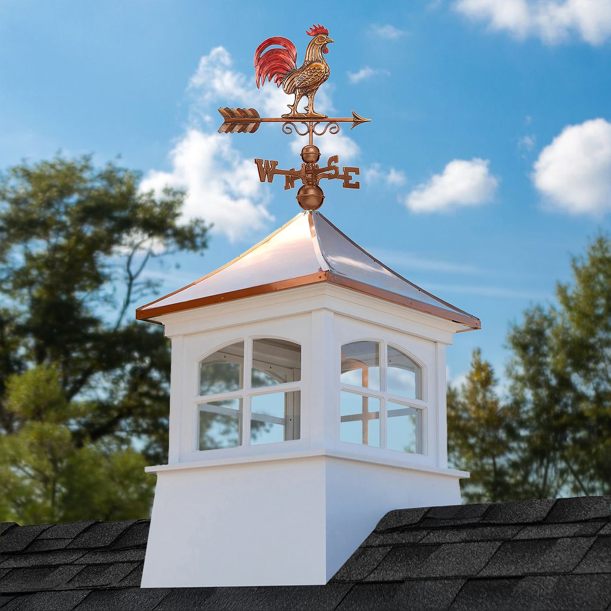 Windsor Vinyl Cupola Set – Copper Roof & Red Rooster - Evira