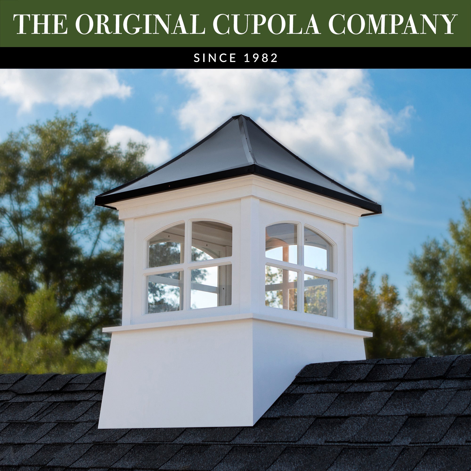 Windsor Vinyl Cupola with Black Aluminum Roof - Evira