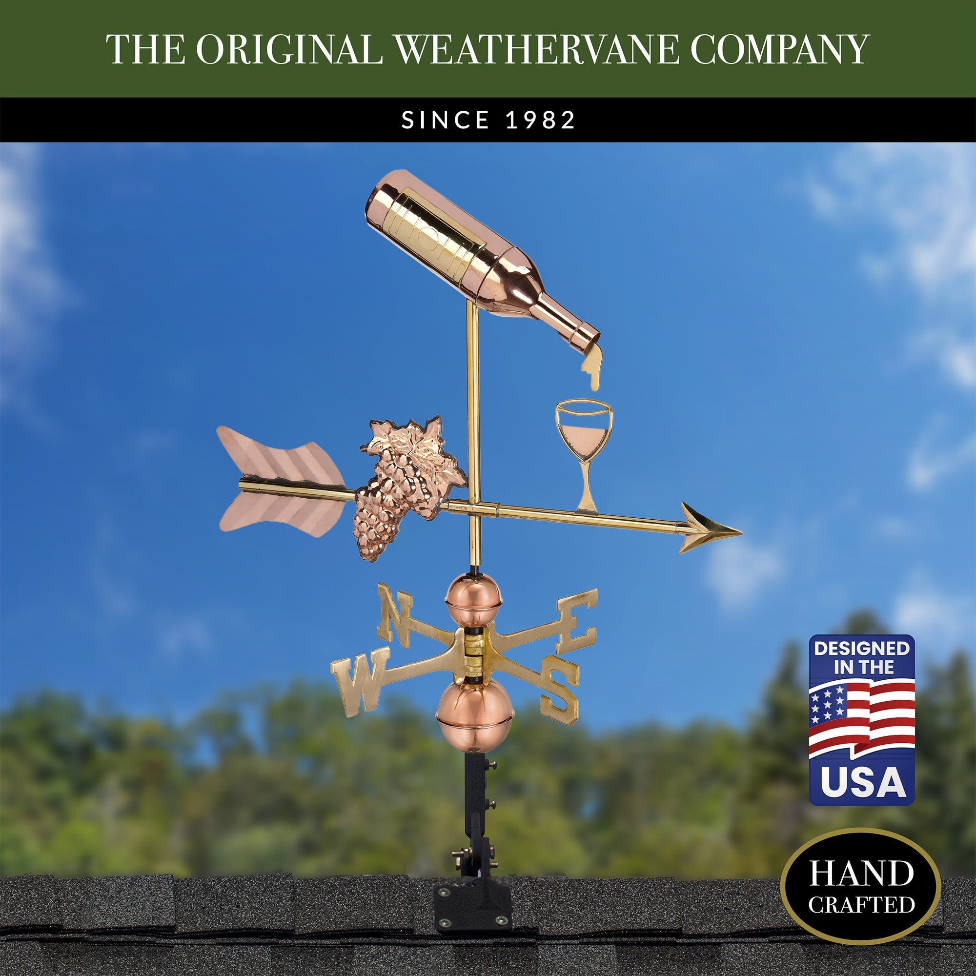 Wine Bottle with Grapes & Glass Weathervane - Evira