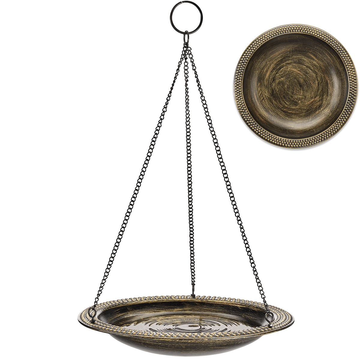 13.5“œ Hanging Aged Brass Bird Bath - Evira