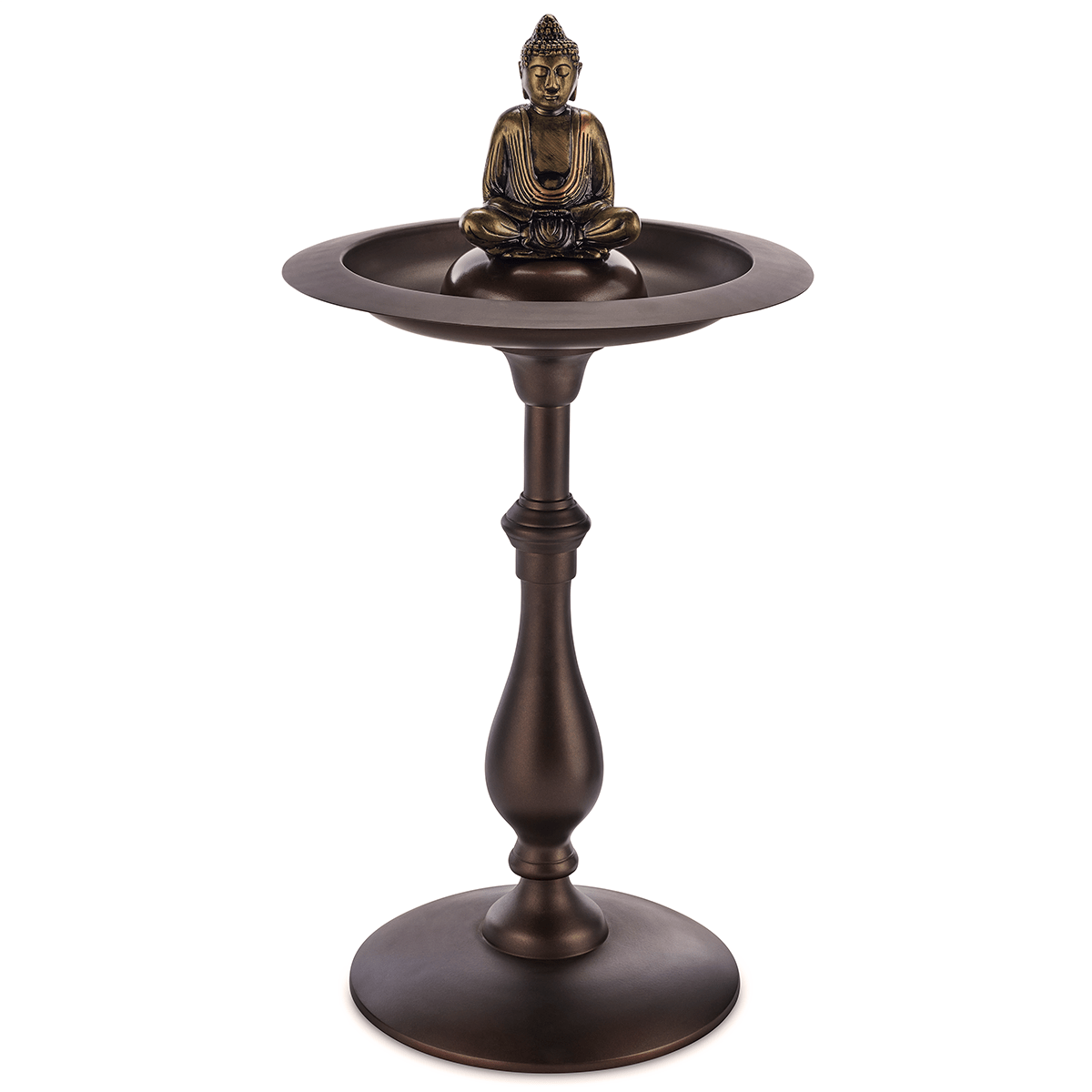 Classic Bronze Bird Bath Pedestal with Buddha - Evira