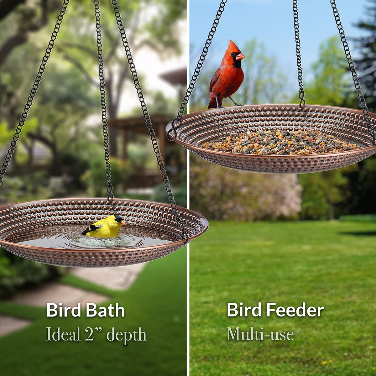 13.5" Hanging Copper Bird Bath - Evira