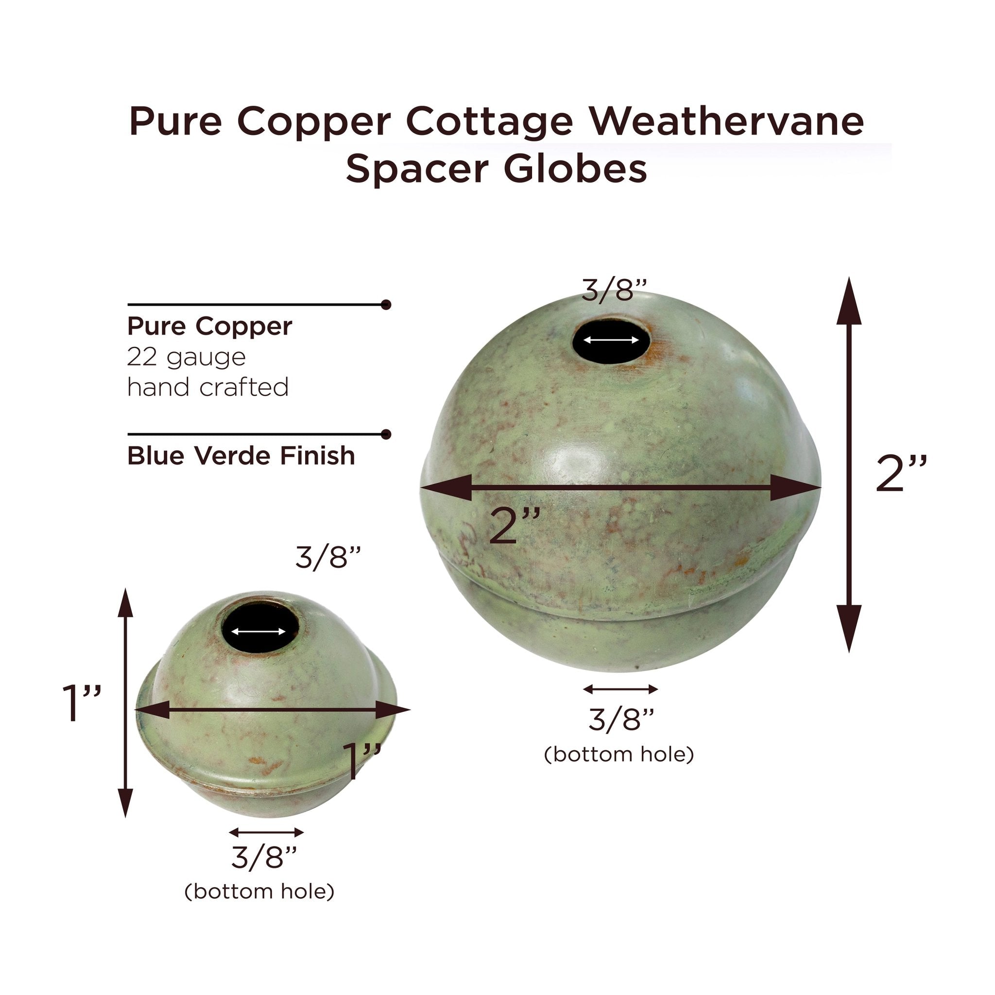 Copper Weathervane 1" & 2" Spacer Ball Set - Evira