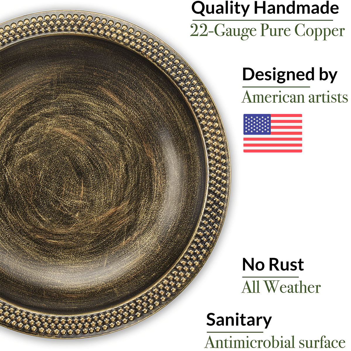 13.5“œ Hanging Aged Brass Bird Bath - Evira