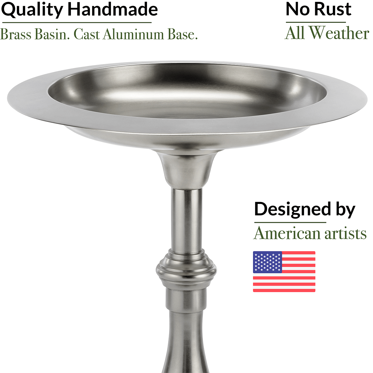 Classic Pewter Bird Bath Pedestal - Evira