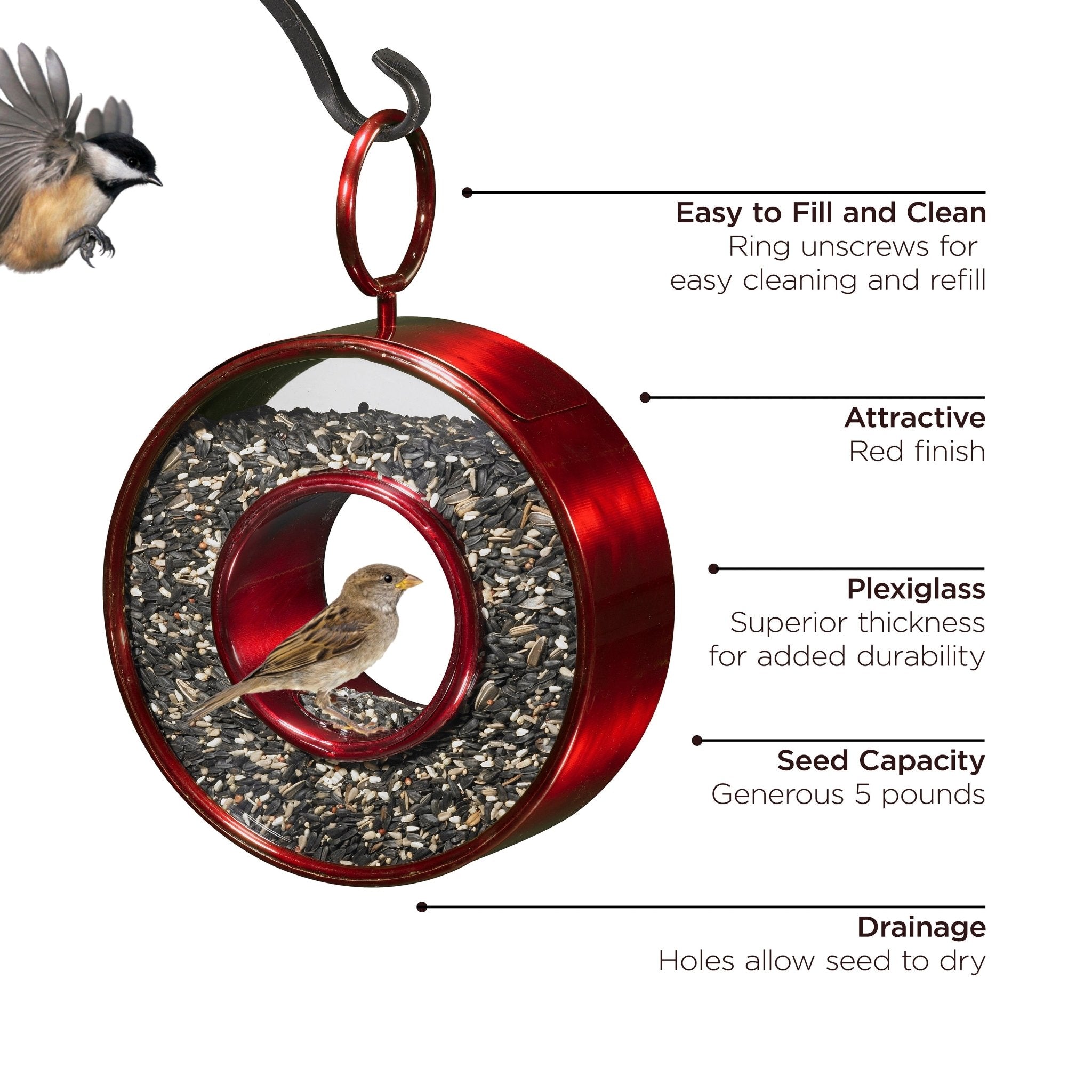 Just In Time Fly-Thru™ Ruby Red Bird Feeder - Evira