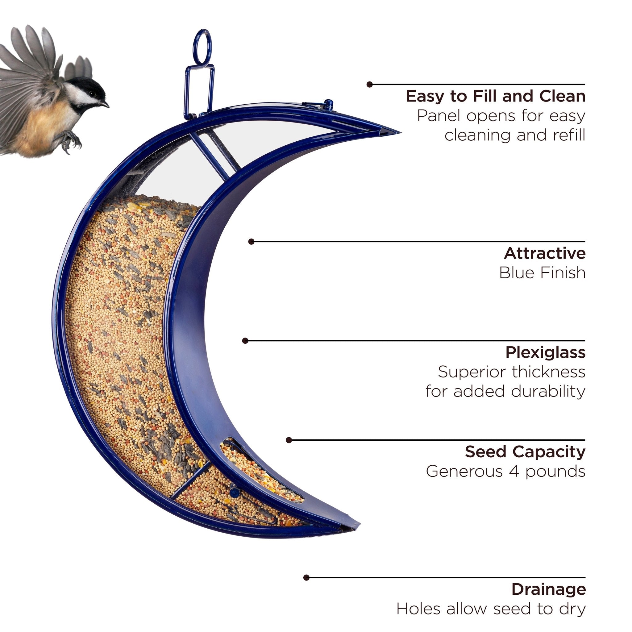 Over The Moon Blue Bird Feeder - Evira
