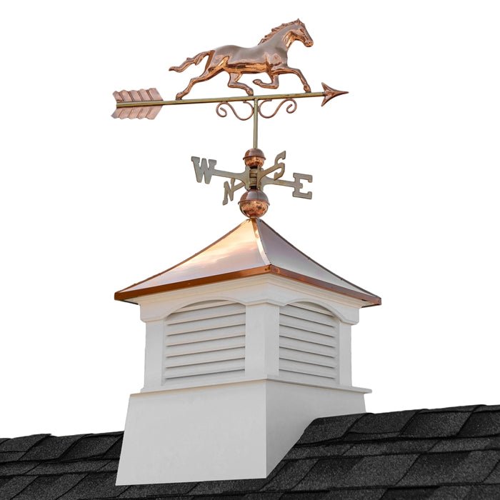 18" Square Coventry Vinyl Cupola with Horse Weathervane - Evira