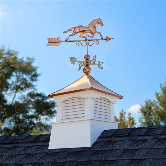 18" Square Coventry Vinyl Cupola with Horse Weathervane - Evira