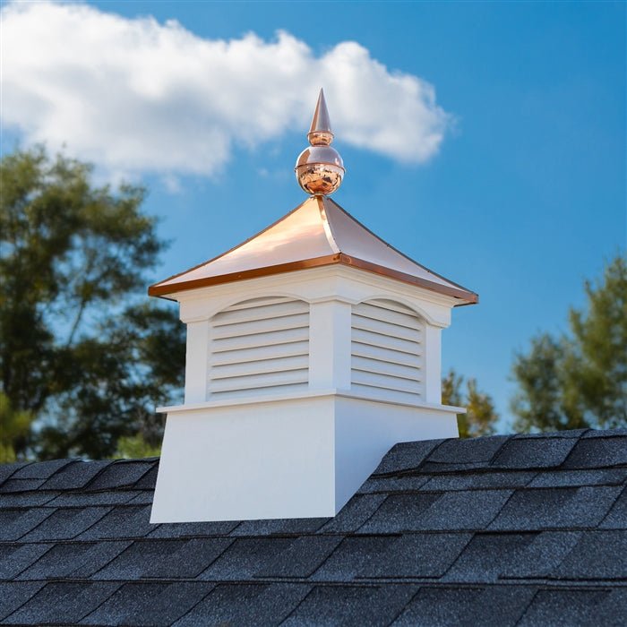 18" Square Coventry Vinyl Cupola with Avalon Finial - Evira