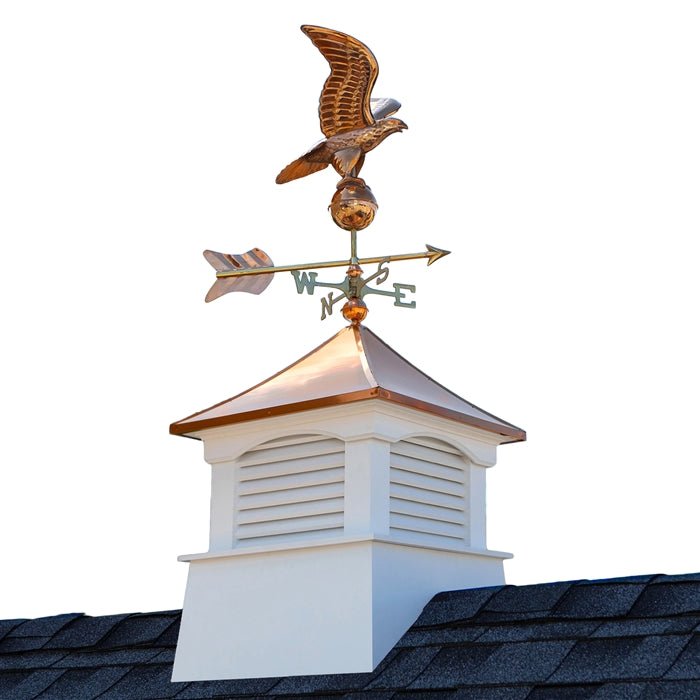 18" Square Coventry Vinyl Cupola with Eagle Weathervane - Evira