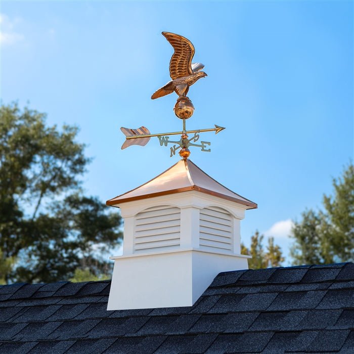 18" Square Coventry Vinyl Cupola with Eagle Weathervane - Evira