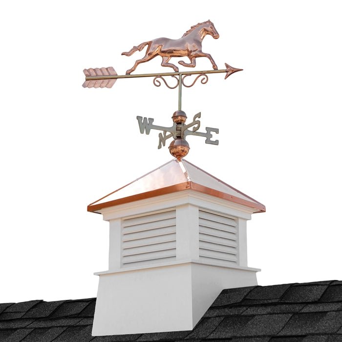 18" Square Manchester Vinyl Cupola with Horse Weathervane - Evira
