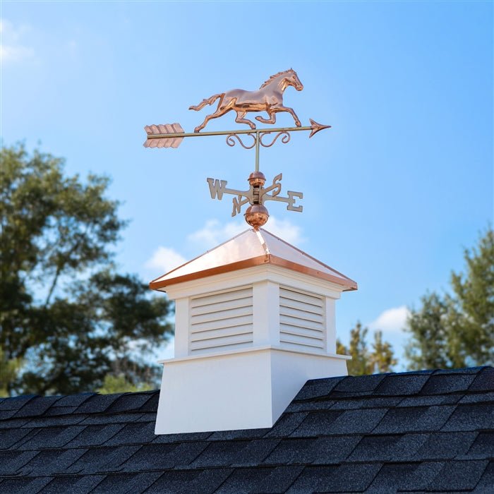 18" Square Manchester Vinyl Cupola with Horse Weathervane - Evira