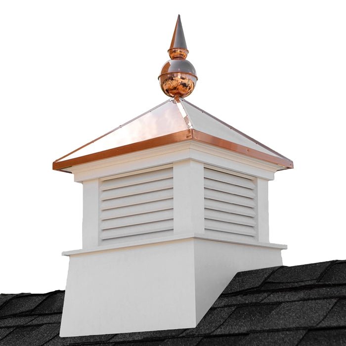 18" Square Manchester Vinyl Cupola with Avalon Finial - Evira