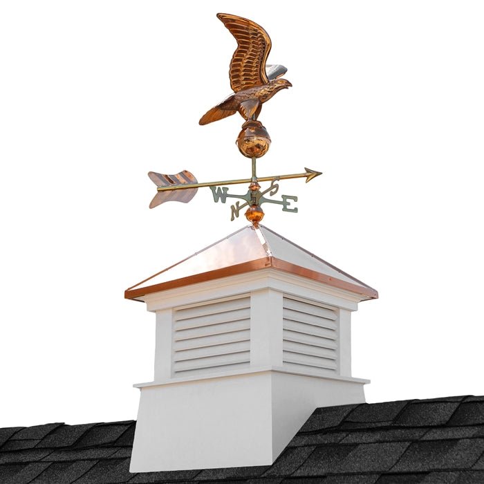 18" Square Manchester Vinyl Cupola with Eagle Weathervane - Evira