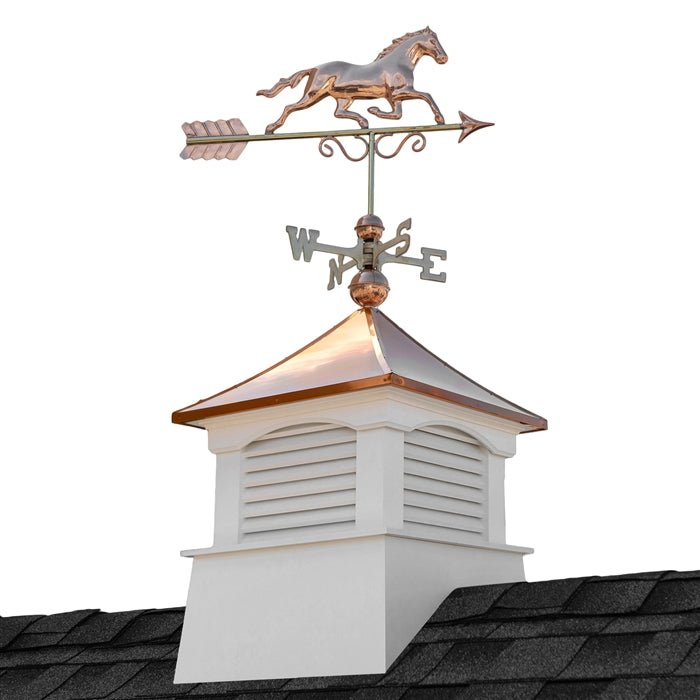 26" Square Coventry Vinyl Cupola with Horse Weathervane - Evira